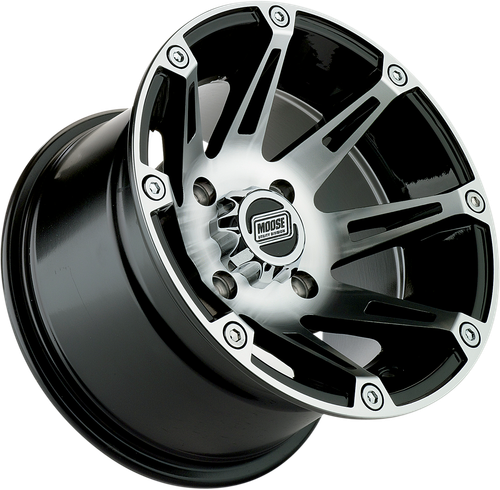 MOOSE OFFROAD Wheel - 387X - Rear - Machined Black - 12x8 - 4/110 - 2+6 387ML128110BW2