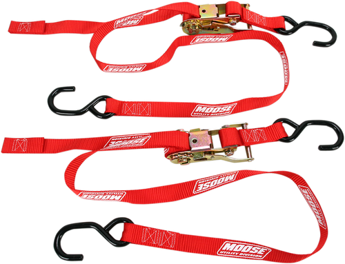 MOOSE OFFROAD Tie-Down Straps - Ratcheting - Moose Utility - 1" x 6' - Red 3920-0298