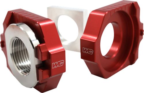 WORKS CONNECTION Elite Axle Block Kit - Red - Gas Gas/Husqvarna/KTM 17-256
