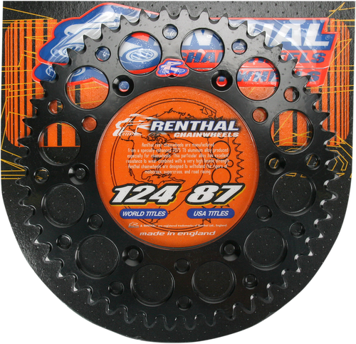 RENTHAL Rear Sprocket - Aluminum - 49 Tooth - Black 224U-520-49GPBK