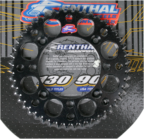 RENTHAL Rear Sprocket - Aluminum - 47 Tooth - Black - Suzuki/Yamaha 121U-428-47GPBK