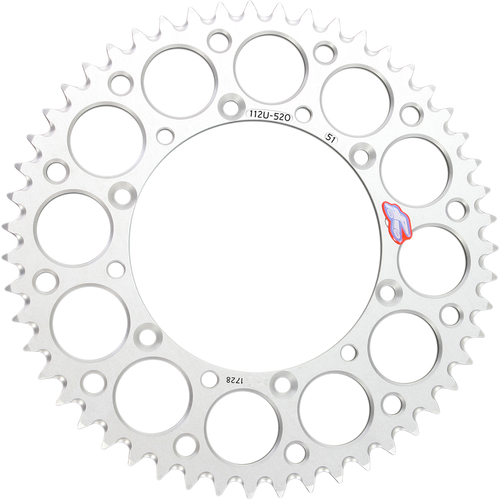 RENTHAL Rear Sprocket - Aluminum - 51 Tooth - Silver - Kawasaki/Suzuki 112U-520-51GESI