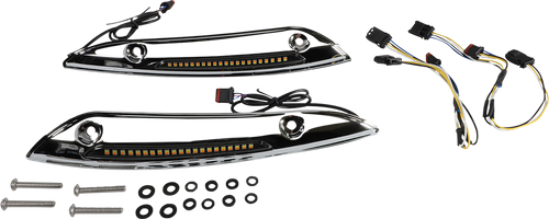 CUSTOM DYNAMICS Windshield Trim - Sequential Turn Signal - Chrome CD-RG-SWT-AW2-C