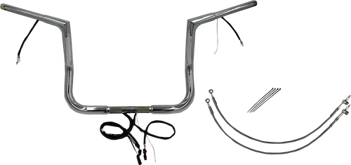 FAT BAGGERS INC. EZ Install Wired 1-1/4" Flat Top Handlebar Kit - 12" - Chrome 701212