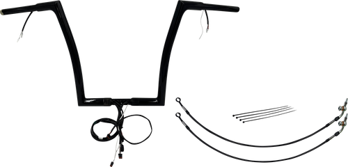 FAT BAGGERS INC. EZ Install Wired 1-1/4" Flat Top Handlebar Kit - 14" - Black 702914-B