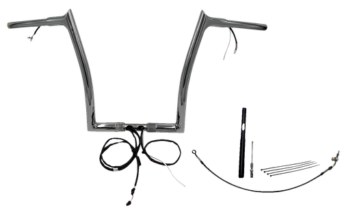 FAT BAGGERS INC. EZ Install Wired 1-1/4" Pointed Top Handlebar Kit - 14" - Chrome 912914