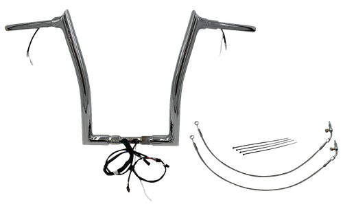 FAT BAGGERS INC. EZ Install Wired 1-1/2" Pointed Top Handlebar Kit - 16" - Chrome 801316