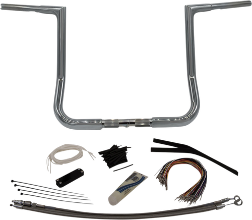 FAT BAGGERS INC. 1-1/4" EZ Install Flat Top Handlebar Kit - 14" - Chrome 709114