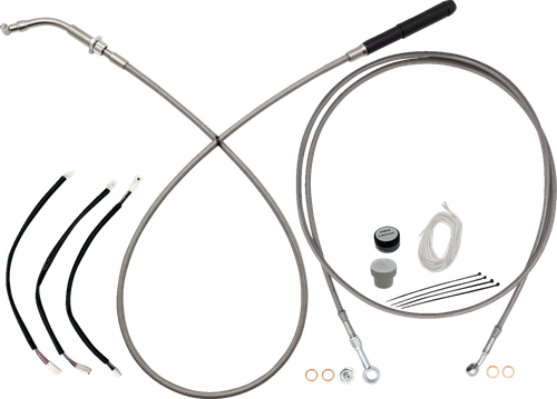 FAT BAGGERS INC. EZ Install Kit - 12" Handlebars - Upper Clutch - Full Length - Braided Stainless Steel 249012