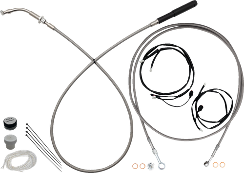 FAT BAGGERS INC. EZ Install Kit - 16" Handlebars - Upper Clutch - Full Length - Braided Stainless Steel 249916