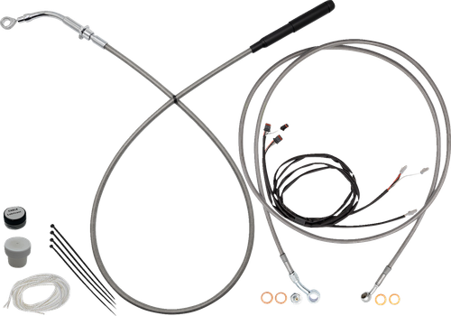 FAT BAGGERS INC. EZ Install Kit - 16" Handlebars - Upper Clutch - Full Length - Braided Stainless Steel/Chrome 219916-C