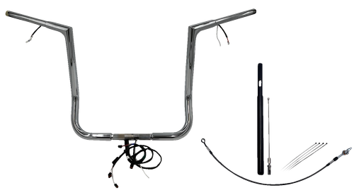 FAT BAGGERS INC. EZ Install Wired 1-1/4" Flat Top Handlebar Kit - 16" - Chrome 712016