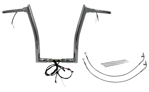 FAT BAGGERS INC. EZ Install Wired 1-1/2" Pointed Top Handlebar Kit - 16" - Chrome 802316
