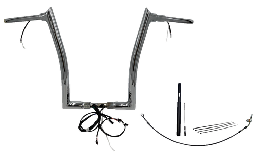 FAT BAGGERS INC. EZ Install Wired 1-1/2" Pointed Top Handlebar Kit - 16" - Chrome 812916