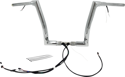 FAT BAGGERS INC. EZ Install Wired 1-1/2" Flat Top Handlebar Kit - 12" - Chrome 601312