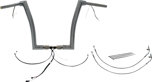FAT BAGGERS INC. EZ Install Wired 1-1/2" Flat Top Handlebar Kit - 14" - Chrome 601314