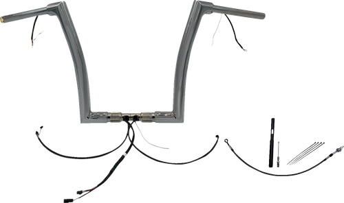 FAT BAGGERS INC. EZ Install Wired 1-1/2" Flat Top Handlebar Kit - 14" - Chrome 612914