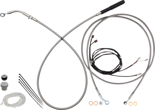 FAT BAGGERS INC. EZ Install Kit - 16" Handlebars - Upper Clutch - Full Length - Braided Stainless Steel 219916