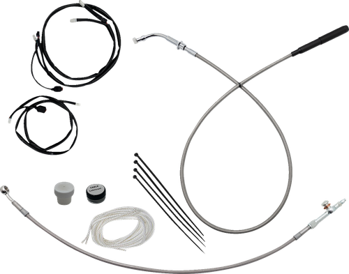 FAT BAGGERS INC. EZ Install Kit - 16" Handlebars - Upper Clutch - Braided Stainless Steel/Chrome 149016-C