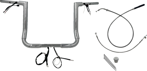 FAT BAGGERS INC. 1-1/2" EZ Install Flat Top Handlebar - 14" - Chrome 649014