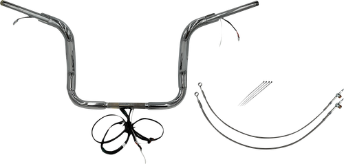FAT BAGGERS INC. EZ Install Wired 1-1/2" Round Top Handlebar Kit - 12" - Chrome 802512