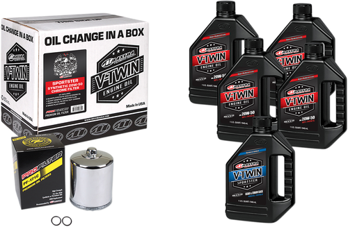 MAXIMA RACING OIL Sportster Synthetic 20W-50 Oil Change Kit - Chrome Filter 90-119015PC