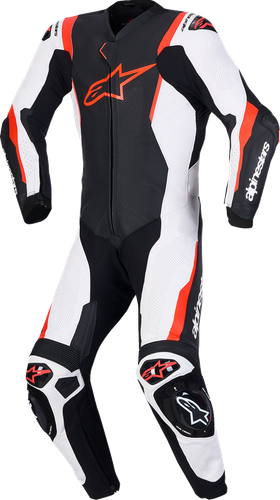 ALPINESTARS Missile v3 1-Piece Leather Suit - Black/White/Red Fluo - US 40 / EU 50 3150127-1231-50