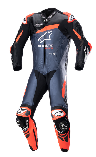 ALPINESTARS GP Plus v4 Leather Suit - Black/Red Fluo/Dark Blue - US 42 / EU 52 3150523135752