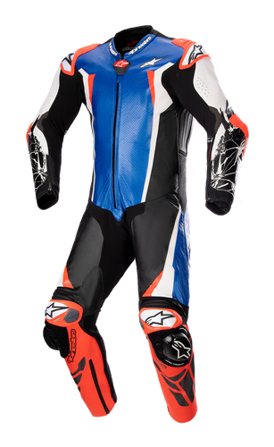 ALPINESTARS Racing Absolute v2 1-Piece Leather Suit - Metallic Blue/Black/White/Red Fluo - US 46 / EU 56 3156323718356