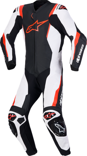 ALPINESTARS Missile v3 1-Piece Leather Suit - Black/White/Red Fluo - US 38 / EU 48 3150127-1231-48