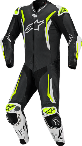 ALPINESTARS GP Tech v5 1-Piece Leather Suit - Black/White/Yellow Fluo - US 42 / EU 52 3150226-125-52