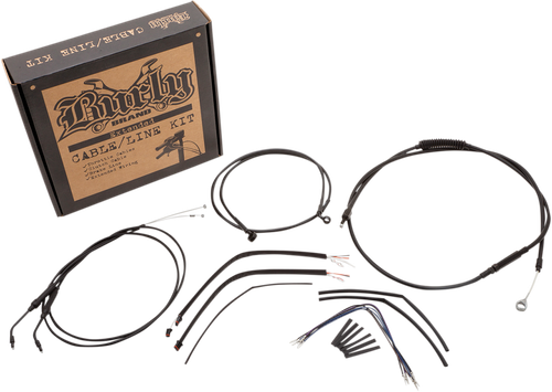 BURLY BRAND Complete Black Vinyl Handlebar Cable/Line Kit for Ape Hangers - 14" - '14-'22 Sportster B30-1107