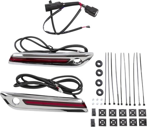 CIRO Hinge Covers - Red Lens - Chrome 40170