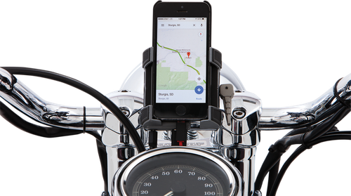 CIRO Phone Holder w/Charger - 1-1/4" Handlebar Mount - Black 50215