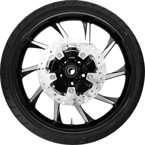 COASTAL MOTO Hurricane Front Wheel - Black Cut (21") | Rotors (11.8") | Dunlop AE2 Tire (130/60B21) PKG2-HUR213BC-ABST