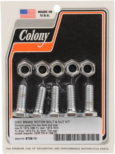 COLONY Mounting Hardware Kit with Nuts - Brake Rotor - Hex - 1" 8738-10