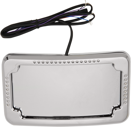 CYCLE VISIONS License Plate Frame - Slick Signals - Curved - LED - Red - Chrome CV-4640
