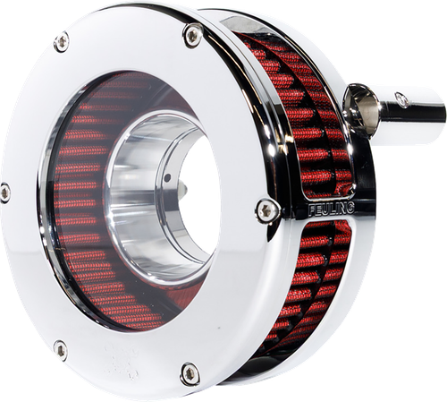 FEULING PARTS Slim BA Air Cleaner Kit - Chrome/Clear - Red Filter - '08-'17 Twin Cam 5458-S