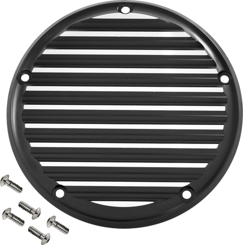 JOKER MACHINE Derby Cover - Finned - Black/Anodized - 5 Hole 06-965-2