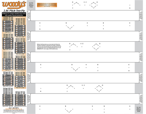 WOODY'S Studding Template - Track - 120"/129"/137"/146"/154" - 2.86" Pitch 286T-TEMP-2