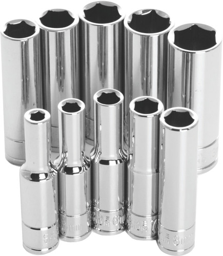 10 Pc 1/4" Met Socket Set Deep