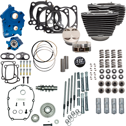 S&S CYCLE 132" Power Pack - 550 Gear Drive - Water Cooled - Wrinkle Black w/Highlight Fins - 114"/117" M8 310-1230C