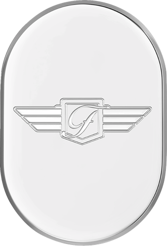 FIGURATI DESIGNS Antenna Cover - Left Rear Fender - FD Logo - Polished Stainless Steel FD-01-AC-SS-LT
