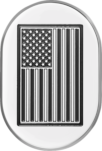 FIGURATI DESIGNS Antenna Cover - Left Rear Fender - Contrast Cut American Flag - Chrome FD26-AC-SS-LT