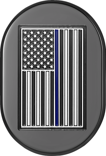 FIGURATI DESIGNS Antenna Cover - Left Rear Fender - Blue Line American Flag - Black FD71-AC-BLK-LT