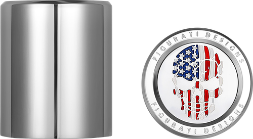 FIGURATI DESIGNS Docking Covers - Red/White/Blue American Flag Skull - Short - Silver FD24-DC-2530-SS