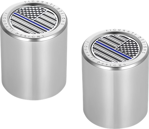 FIGURATI DESIGNS Docking Covers - American Flag - Blue Line - Short - Silver FD70-DC-2530-SS