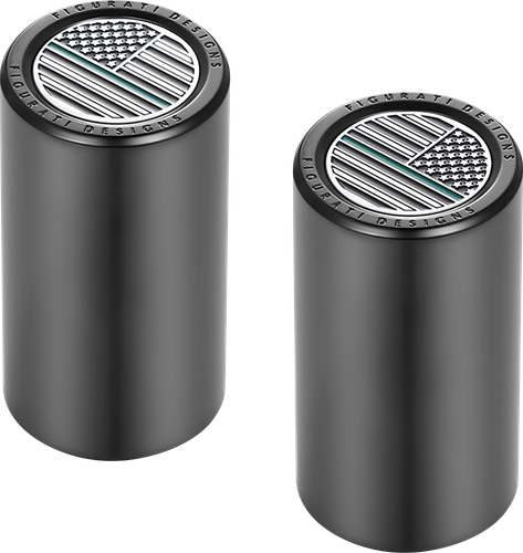 FIGURATI DESIGNS Docking Covers - American Flag - Green Line - Long - Black FD72-DC-2545-BK