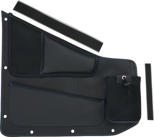 SHOW CHROME Kaliber Side Organizer - Driver and Passenger - Black w/ Blue Stitching H44-7BLU