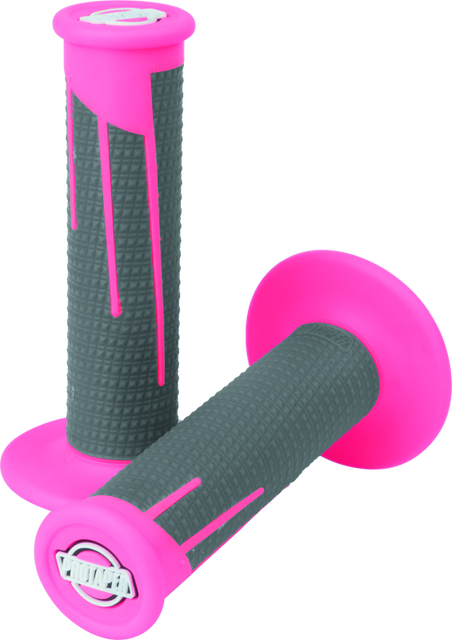 ProTaper Full Diamond Clamp-On Grips - Neon Pink and Dark Gray for Honda CRF Models